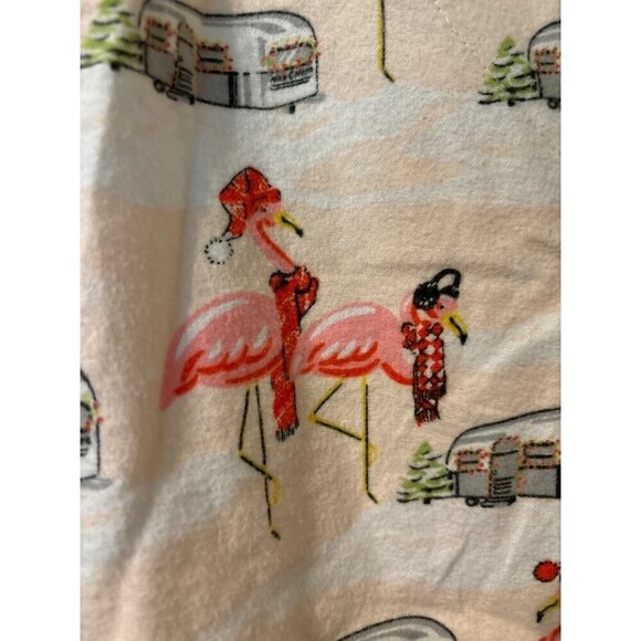 Nick & Nora Pink Flamingo Airstream Flannel Pajamas Top MED Pants LARGE READ!! - Picture 7 of 13